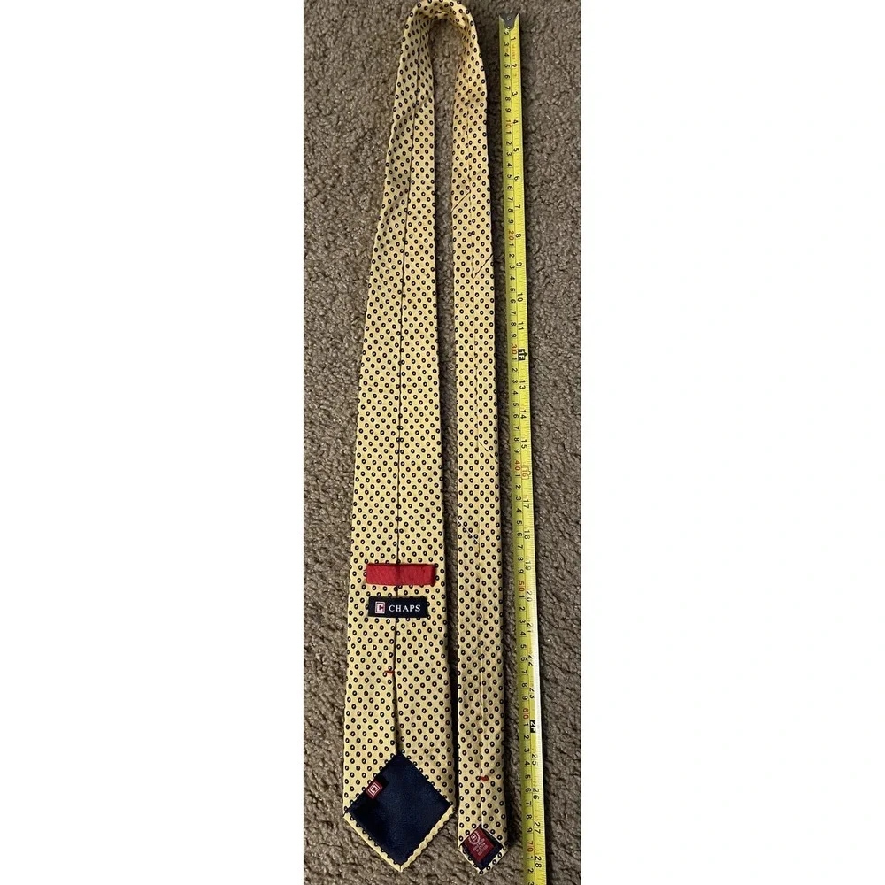 Chaps Ralph Lauren Neckwear Tie Gold Blue Opal Medallion Pattern 100% Silk JBHS